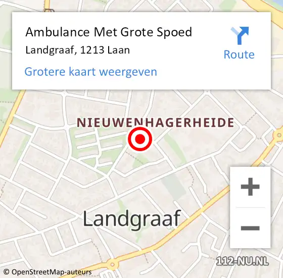 Locatie op kaart van de 112 melding: Ambulance Met Grote Spoed Naar Landgraaf, 1213 Laan op 10 november 2014 17:19