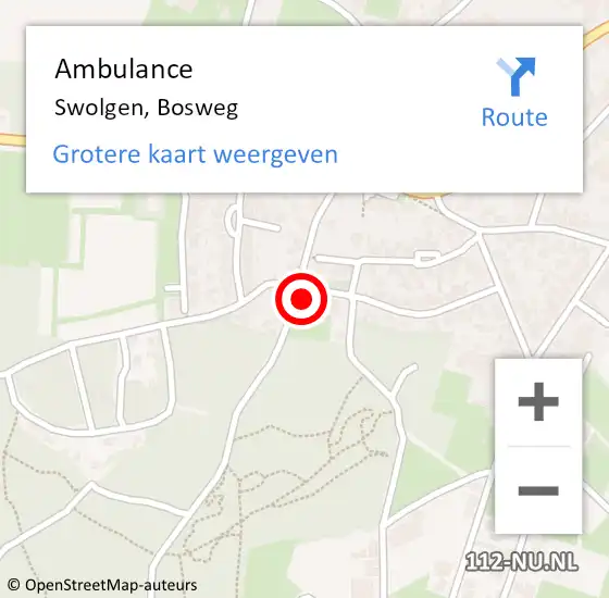 Locatie op kaart van de 112 melding: Ambulance Swolgen, Bosweg op 10 november 2014 17:26