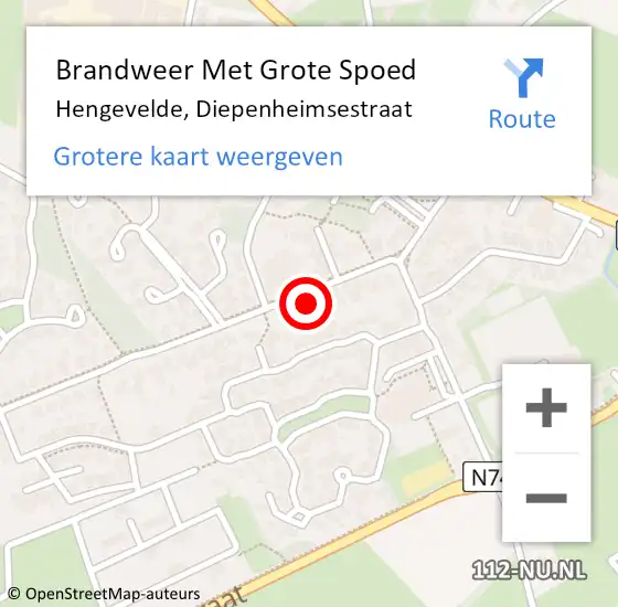 Locatie op kaart van de 112 melding: Brandweer Met Grote Spoed Naar Hengevelde, Diepenheimsestraat op 10 november 2014 17:39