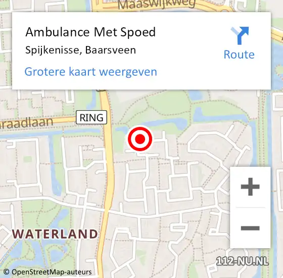 Locatie op kaart van de 112 melding: Ambulance Met Spoed Naar Spijkenisse, Baarsveen op 22 maart 2025 14:37