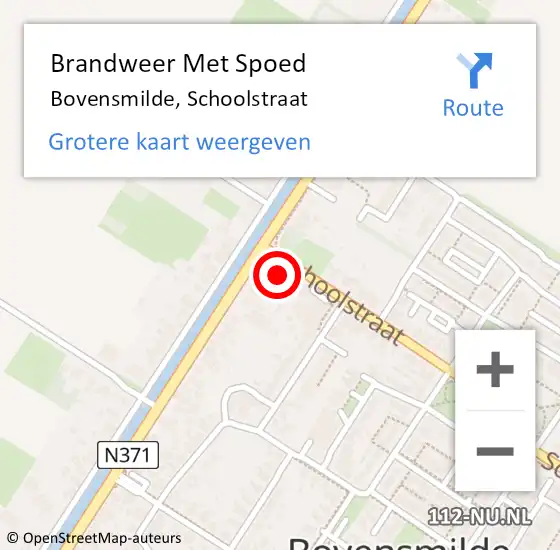 Locatie op kaart van de 112 melding: Brandweer Met Spoed Naar Bovensmilde, Schoolstraat op 10 november 2014 17:55