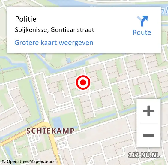 Locatie op kaart van de 112 melding: Politie Spijkenisse, Gentiaanstraat op 22 maart 2025 17:12