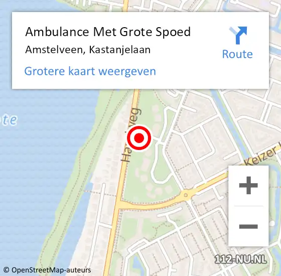 Locatie op kaart van de 112 melding: Ambulance Met Grote Spoed Naar Amstelveen, Kastanjelaan op 23 maart 2025 07:46