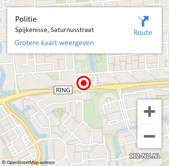 Locatie op kaart van de 112 melding: Politie Spijkenisse, Saturnusstraat op 23 maart 2025 12:14