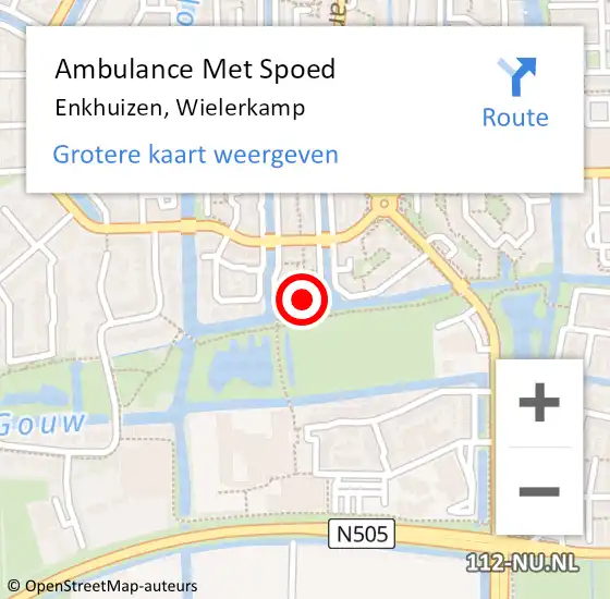 Locatie op kaart van de 112 melding: Ambulance Met Spoed Naar Enkhuizen, Wielerkamp op 23 maart 2025 12:39