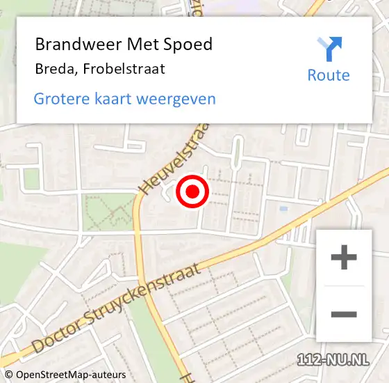 Locatie op kaart van de 112 melding: Brandweer Met Spoed Naar Breda, Frobelstraat op 10 november 2014 18:47