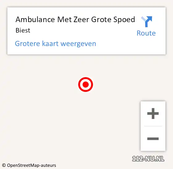 Locatie op kaart van de 112 melding: Ambulance Met Zeer Grote Spoed Naar Biest op 23 maart 2025 14:39