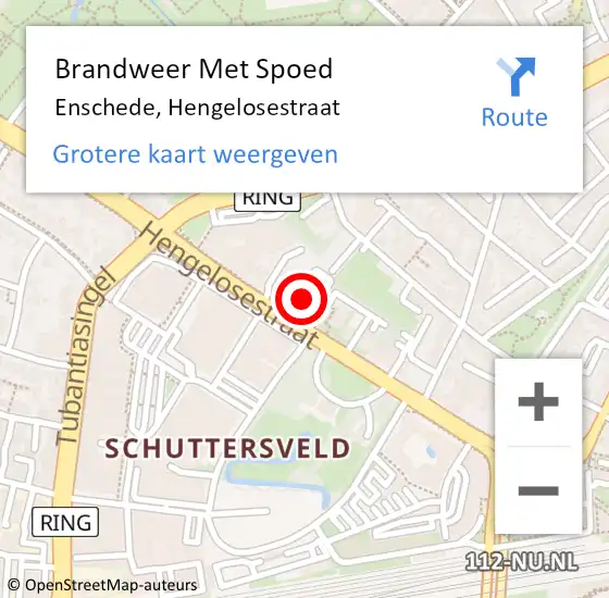 Locatie op kaart van de 112 melding: Brandweer Met Spoed Naar Enschede, Hengelosestraat op 23 maart 2025 16:17