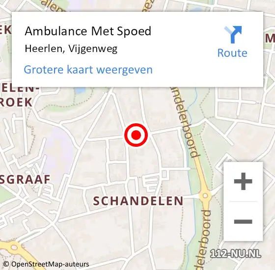 Locatie op kaart van de 112 melding: Ambulance Met Spoed Naar Heerlen, Vijgenweg op 10 november 2014 19:18