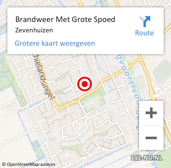 Locatie op kaart van de 112 melding: Brandweer Met Grote Spoed Naar Zevenhuizen op 23 maart 2025 21:38