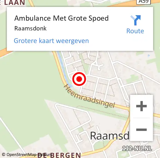 Locatie op kaart van de 112 melding: Ambulance Met Grote Spoed Naar Raamsdonk op 24 maart 2025 00:16