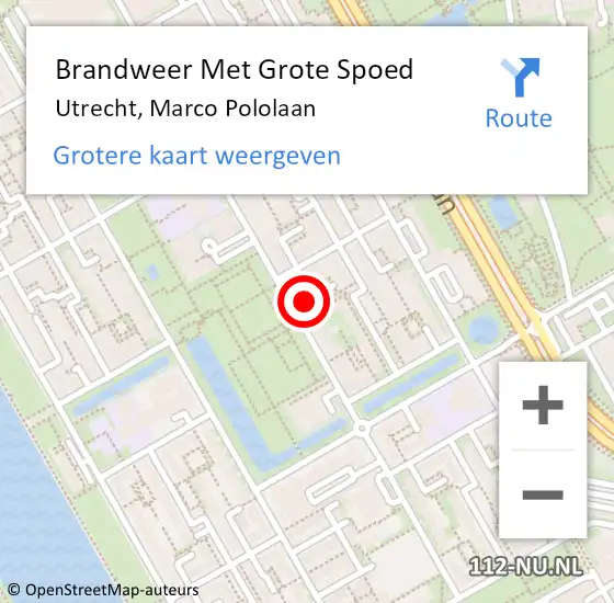 Locatie op kaart van de 112 melding: Brandweer Met Grote Spoed Naar Utrecht, Marco Pololaan op 24 maart 2025 01:10