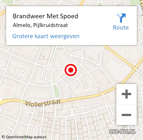 Locatie op kaart van de 112 melding: Brandweer Met Spoed Naar Almelo, Pijlkruidstraat op 10 november 2014 20:16