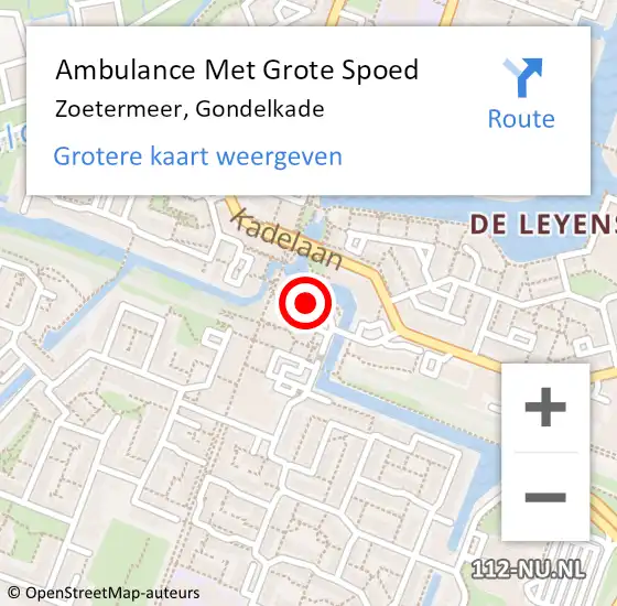 Locatie op kaart van de 112 melding: Ambulance Met Grote Spoed Naar Zoetermeer, Gondelkade op 24 maart 2025 09:07