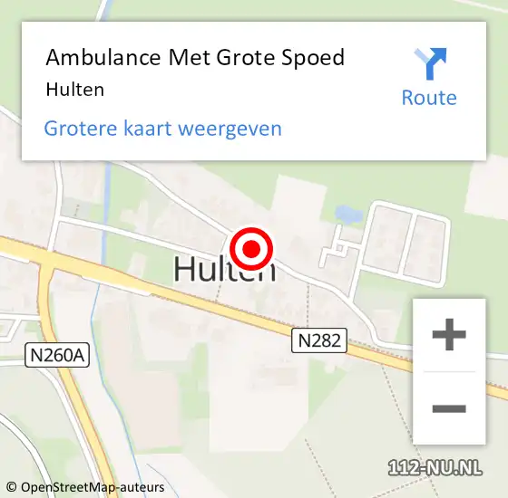 Locatie op kaart van de 112 melding: Ambulance Met Grote Spoed Naar Hulten op 24 maart 2025 12:03