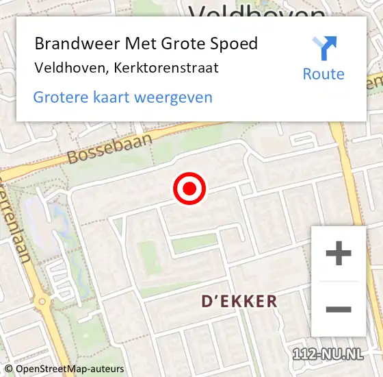 Locatie op kaart van de 112 melding: Brandweer Met Grote Spoed Naar Veldhoven, Kerktorenstraat op 24 maart 2025 13:26