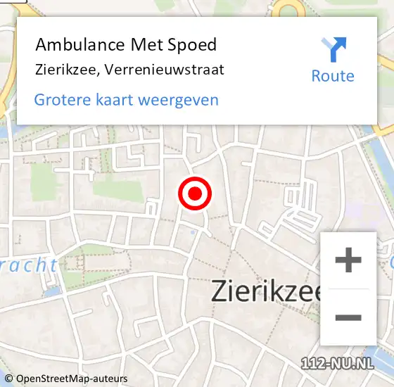 Locatie op kaart van de 112 melding: Ambulance Met Spoed Naar Zierikzee, Verrenieuwstraat op 10 november 2014 22:23