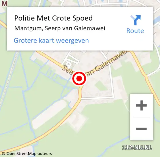 Locatie op kaart van de 112 melding: Politie Met Grote Spoed Naar Mantgum, Seerp van Galemawei op 24 maart 2025 16:50