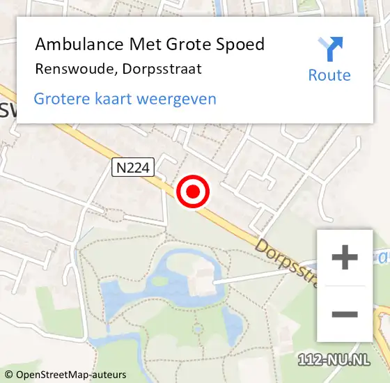 Locatie op kaart van de 112 melding: Ambulance Met Grote Spoed Naar Renswoude, Dorpsstraat op 10 november 2014 22:38