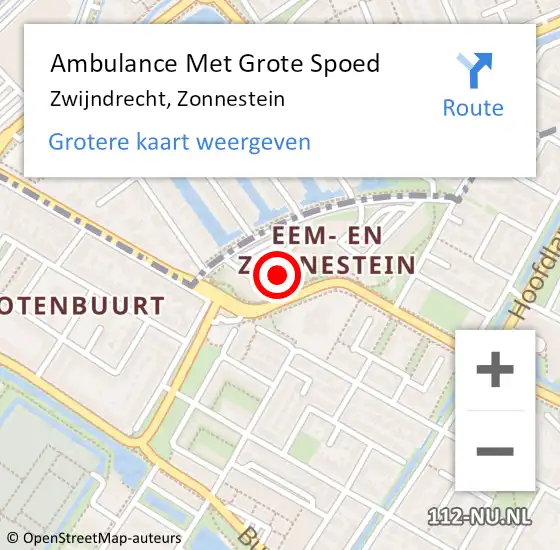 Locatie op kaart van de 112 melding: Ambulance Met Grote Spoed Naar Zwijndrecht, Zonnestein op 24 maart 2025 18:26