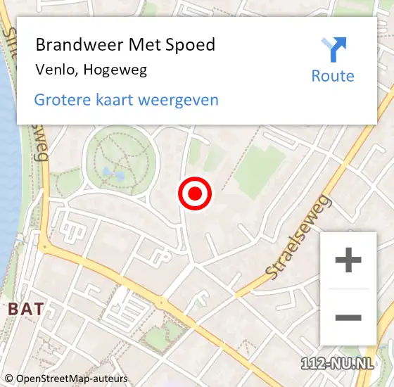 Locatie op kaart van de 112 melding: Brandweer Met Spoed Naar Venlo, Hogeweg op 24 maart 2025 18:38
