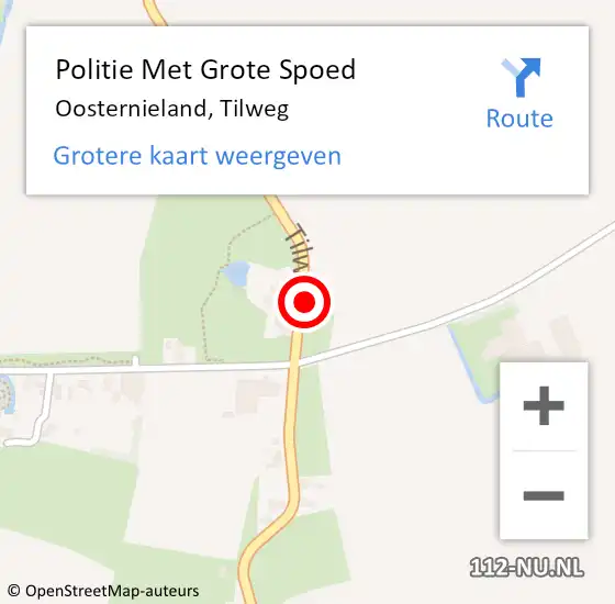 Locatie op kaart van de 112 melding: Politie Met Grote Spoed Naar Oosternieland, Tilweg op 24 maart 2025 20:52