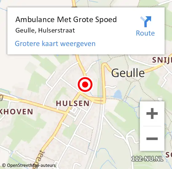 Locatie op kaart van de 112 melding: Ambulance Met Grote Spoed Naar Geulle, Hulserstraat op 10 november 2014 23:33