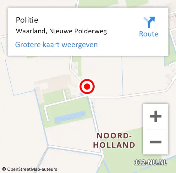 Locatie op kaart van de 112 melding: Politie Waarland, Nieuwe Polderweg op 10 november 2014 23:39