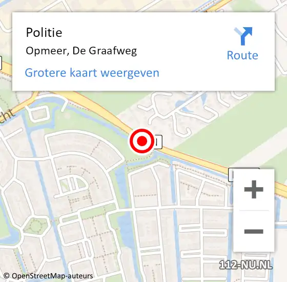 Locatie op kaart van de 112 melding: Politie Opmeer, De Graafweg op 10 november 2014 23:45