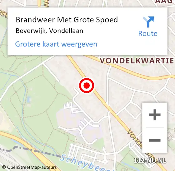Locatie op kaart van de 112 melding: Brandweer Met Grote Spoed Naar Beverwijk, Vondellaan op 24 maart 2025 22:27