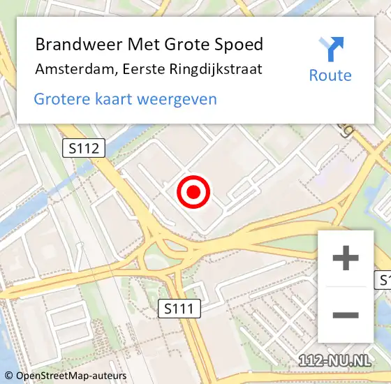 Locatie op kaart van de 112 melding: Brandweer Met Grote Spoed Naar Amsterdam, Eerste Ringdijkstraat op 25 maart 2025 12:38