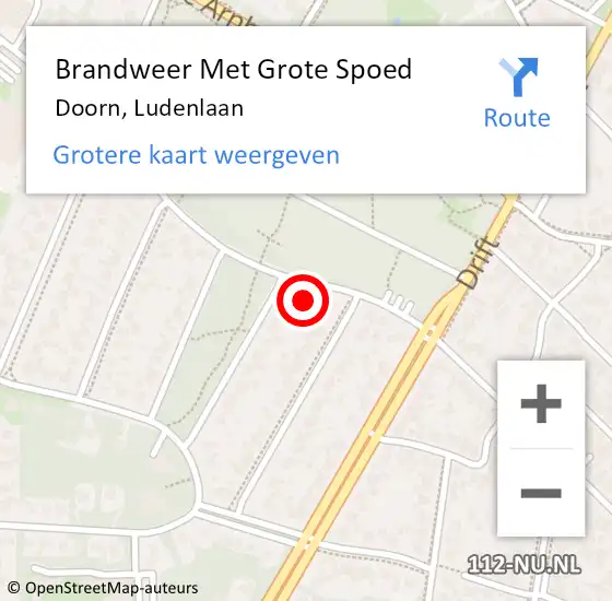 Locatie op kaart van de 112 melding: Brandweer Met Grote Spoed Naar Doorn, Ludenlaan op 25 maart 2025 15:02
