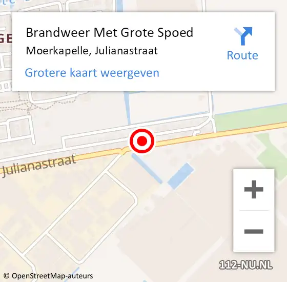Locatie op kaart van de 112 melding: Brandweer Met Grote Spoed Naar Moerkapelle, Julianastraat op 25 maart 2025 15:31