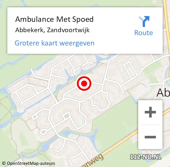 Locatie op kaart van de 112 melding: Ambulance Met Spoed Naar Abbekerk, Zandvoortwijk op 11 november 2014 05:02