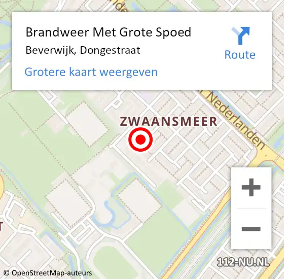 Locatie op kaart van de 112 melding: Brandweer Met Grote Spoed Naar Beverwijk, Dongestraat op 25 maart 2025 16:13