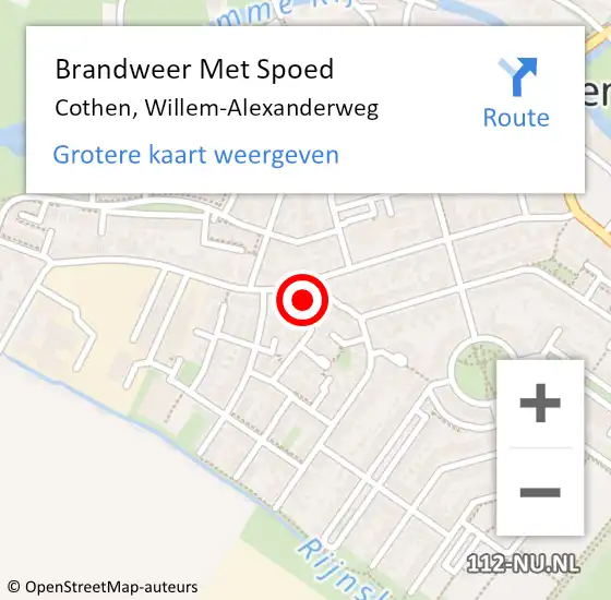 Locatie op kaart van de 112 melding: Brandweer Met Spoed Naar Cothen, Willem-Alexanderweg op 25 maart 2025 16:46