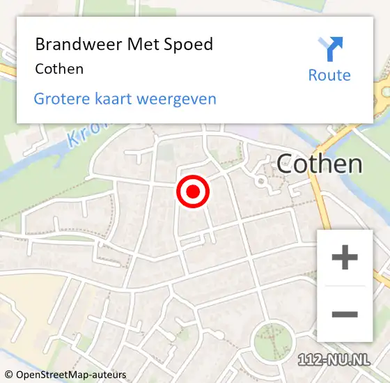 Locatie op kaart van de 112 melding: Brandweer Met Spoed Naar Cothen op 25 maart 2025 17:00