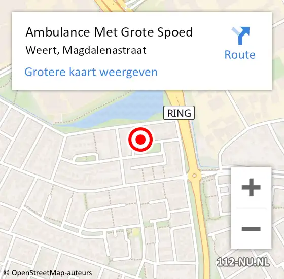 Locatie op kaart van de 112 melding: Ambulance Met Grote Spoed Naar Weert, Magdalenastraat op 25 maart 2025 18:43