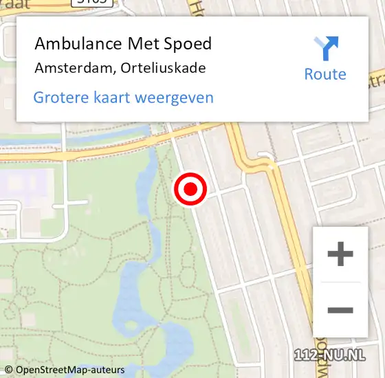 Locatie op kaart van de 112 melding: Ambulance Met Spoed Naar Amsterdam, Orteliuskade op 25 maart 2025 18:51