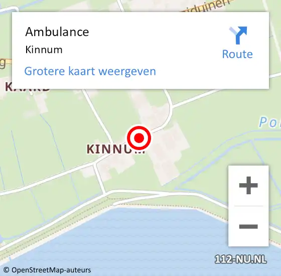 Locatie op kaart van de 112 melding: Ambulance Kinnum op 11 november 2014 06:51