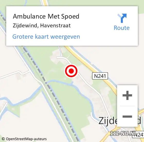 Locatie op kaart van de 112 melding: Ambulance Met Spoed Naar Zijdewind, Havenstraat op 11 november 2014 06:54