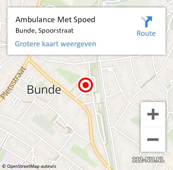 Locatie op kaart van de 112 melding: Ambulance Met Spoed Naar Bunde, Spoorstraat op 11 november 2014 06:58