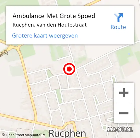 Locatie op kaart van de 112 melding: Ambulance Met Grote Spoed Naar Rucphen, van den Houtestraat op 11 november 2014 06:59