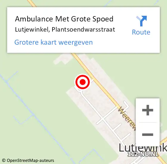 Locatie op kaart van de 112 melding: Ambulance Met Grote Spoed Naar Lutjewinkel, Plantsoendwarsstraat op 11 november 2014 07:15