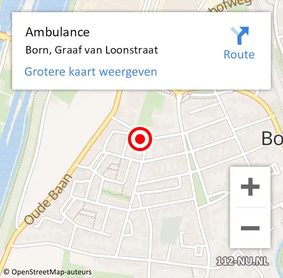 Locatie op kaart van de 112 melding: Ambulance Born, Graaf van Loonstraat op 11 november 2014 07:26