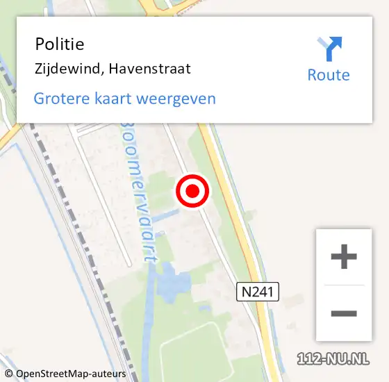 Locatie op kaart van de 112 melding: Politie Zijdewind, Havenstraat op 11 november 2014 07:30