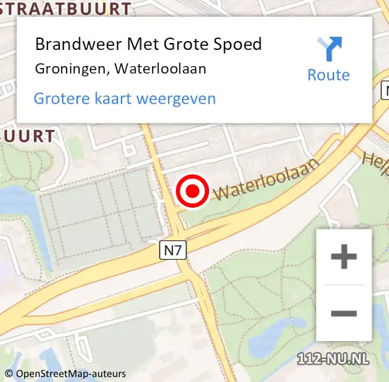 Locatie op kaart van de 112 melding: Brandweer Met Grote Spoed Naar Groningen, Waterloolaan op 26 maart 2025 02:52