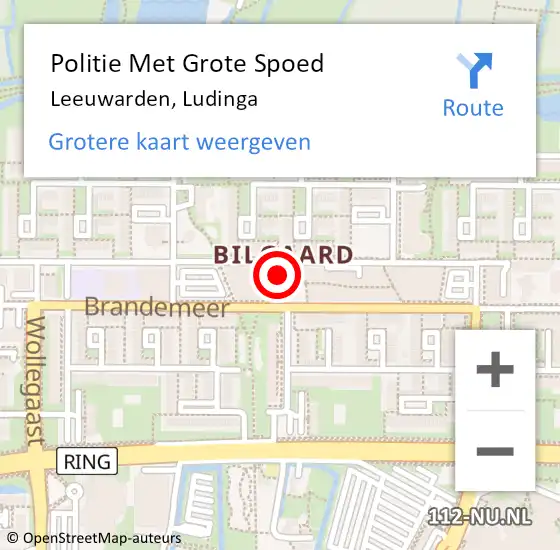 Locatie op kaart van de 112 melding: Politie Met Grote Spoed Naar Leeuwarden, Ludinga op 26 maart 2025 04:17