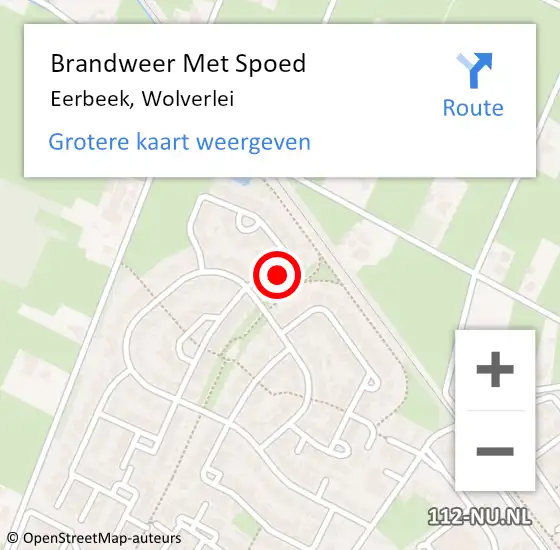 Locatie op kaart van de 112 melding: Brandweer Met Spoed Naar Eerbeek, Wolverlei op 11 november 2014 07:36