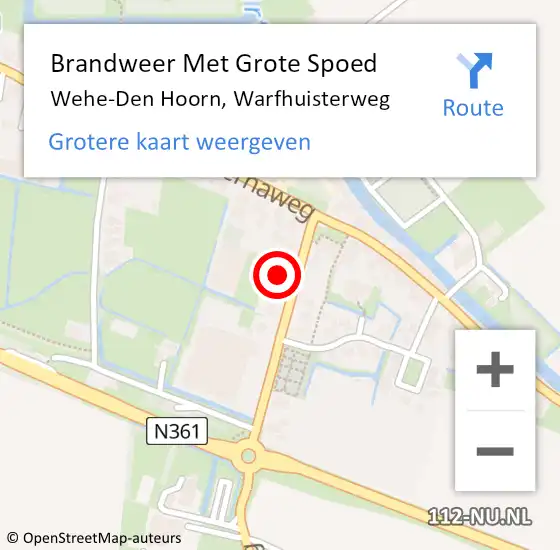 Locatie op kaart van de 112 melding: Brandweer Met Grote Spoed Naar Wehe-Den Hoorn, Warfhuisterweg op 11 november 2014 07:41